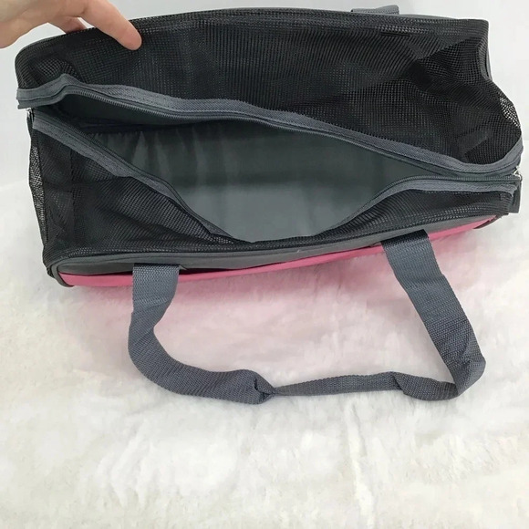 Pet Carrier Small-Medium Size Canvas & Mesh Top Handle Gray/Pink NWOT - Picture 8 of 9